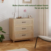 HOMCOM 76 cm Wide Drawer Chest of Drawers with 3 Drawer - Oak(m-5)