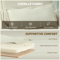 HOMCOM Slaapfauteuil 3-in-1 omvormbare fauteuil met bedfunctie, lendenkussen, voor woonkamer crèmewit(m-6)