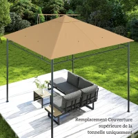 Outsunny Toile de rechange pour pavillon toit de remplacement gazebo tissu polyester haute densité 180 g/m² anti-UV 3 x 3 m beige(m-9)
