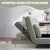 HOMCOM Slaapbank, Logeerbed, 3-standen Verstelbare Rugleuning, Linnenlook, tot 120 kg, 141 x 90 x 81 cm, Grijs(m-4)