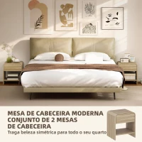 HOMCOM Conjunto de 2 Mesas de Cabeceira Nórdicas com Cantos Arredondados Gaveta e Prateleira Aberta 40x35x45 cm Madeira(m-4)