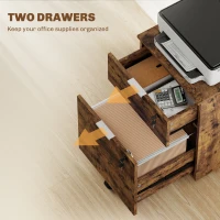 HOMCOM Two-Drawer Lockable Filing Cabinet - Black and Rustic Brown(m-4)