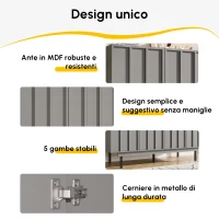 Mobile da pranzo minimalista con 4 ante e ripiani regolabili, 140x38,5x82.5 cm, Grigio(m-5)