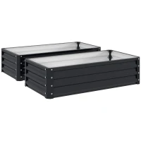 Outsunny Set de 2 paturi de grădină dreptunghiulare tablă ondulată din oțel 120 x 60 x 30,5 cm gri(m-1)