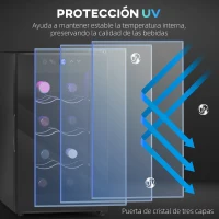 HOMCOM Vinoteca 8 Botellas con Doble Refrigeración Termoeléctrica Temperatura Ajustable 8-18℃ Puerta de Vidrio Negro(m-8)