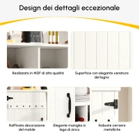 Aparador moderno con estante para copas de vino, almacenamiento en varios niveles, 120x40x120 cm, Blanco(m-5)