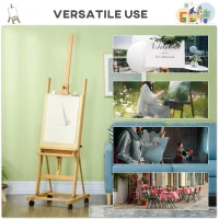 Vinsetto Cavalete de Pintura Dobrável 238 cm Cavalete de Madeira com Rodas Altura Ajustável Bandeja Madeira(m-4)