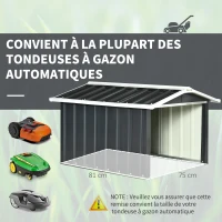 Outsunny Abri de jardin pour tondeuse à gazon robot-tondeuse - garage tondeuse robot - tôle acier gris(m-6)