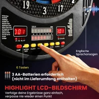 SPORTNOW Elektroniczna tarcza do darta dla 1-8 graczy, wyświetlacz LCD, 6 zestawów rzutków, kolorowa(m-5)