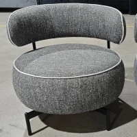 HOMCOM Poltrona de Sala com Assento Rotativo Revestida em Tecido Linho Assento Amplo Acolchoado Espesso Pés de Metal Cinzento Escuro(m-2)