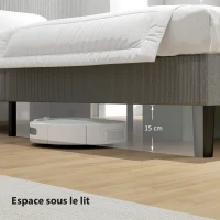HOMCOM Cadre de lit 160 x 200 cm, sommier à lattes en bois, tête de lit réglable, lit double rembourré en velours côtelé, gris(m-7)