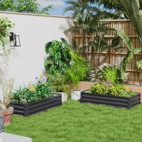 Outsunny Set de 2 paturi de grădină dreptunghiulare tablă ondulată din oțel 120 x 60 x 30,5 cm gri(m-6)