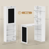 HOMCOM Schreibtisch Esstisch klappbar mit 6 Fächer Bücherregal mit 3 Regale Computertisch Bürotisch E1 Spanplatte Metallrahmen Weiß 98 x 51 x 153 cm(m-3)