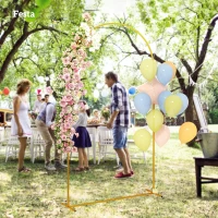 Outsunny Arco de Jardim de Metal para Decoração Casamentos com Revestimento em Pó Resistente às Intempéries 120x40x220 cm Dourado(m-9)