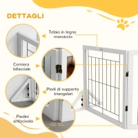 PawHut Cancellino per Cani Pieghevole con 4 Pannelli e Piedini Triangolari, 280x70 cm, Bianco(m-7)