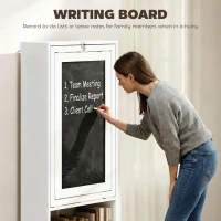 HOMCOM Fold-out Convertible Writing Desk Wall Mount Cabinet with Blackboard and Side Shelf Multi-Function Home Office Workstation, White(m-15)