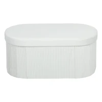 HOMCOM Banquette de rangement pliable banquette rembourrée effet velours pour salon 76 x 38 x 35 cm crème(m-1)