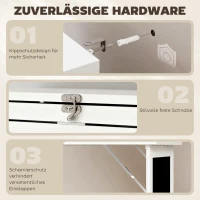 HOMCOM Schreibtisch Esstisch klappbar mit 6 Fächer Bücherregal mit 3 Regale Computertisch Bürotisch E1 Spanplatte Metallrahmen Weiß 98 x 51 x 153 cm(m-7)