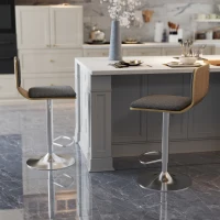 HOMCOM Set 2 sgabelli da bar regolabili con schienale e poggiapiedi, 41x47,5x81-102 cm, Grigio(m-4)