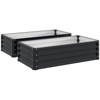 Outsunny Set da 2 aiuole rialzate da giardino lamiera ondulata 120 x 60 x 30,5 cm grigio