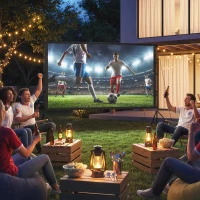 HOMCOM Projection Screen 304.8 cm 16:9 HD 4K/8K, 160° Viewing Angle, Double-Sided with Foldable Tripods, White(m-2)