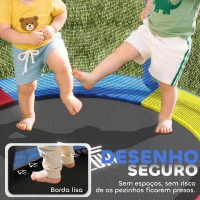HOMCOM Trampolim Infantil Ø140x190 cm Trampolim para Crianças de 3-6 Anos com Rede de Segurança Carga 45 kg para Interior Azul(m-5)