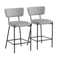 HOMCOM Pack de 2 taburetes de bar, sillas de bar, asiento acolchado, respaldo curvado y reposapiés, 49 x 53 x 93 cm, gris