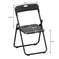 HOMCOM Jeu de 6 chaises pliantes en plastique avec dossier courbé Design ventilation Structure en acier 48,5x47x75 cm Noir(m-3)