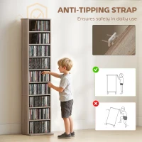 HOMCOM 260 Narrow CD Storage Unit - Natural Wood Finish(m-6)