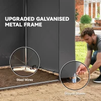 Outsunny 8 x 6 ft Outdoor Garden Storage Shed, Waterproof Bike Tent with Roll-Up Zipper Door(m-4)