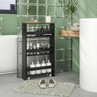 HOMCOM Chariot de rangement sur roulettes 3 niveaux de rangement et poignée, dim. 51,5l x 13P x 80H cm(m-10)