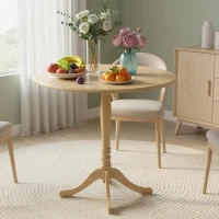 HOMCOM Tavolo da pranzo rotondo per 4 persone Ø 80 cm, tavolo da cucina, base in acciaio, stile moderno, legno naturale(m-4)