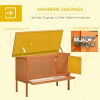 PawHut Konijnenhok konijnenkooi haas kleine dierenhok konijnenstal hout 90 x 45 x 65 cm(m-5)