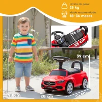 AIYAPLAY Carro Andador para Crianças Mercedes-Benz Classe C com Buzina Volante Sons de Motor e Espaço de Armazenamento 65x28x39 c(m-3)