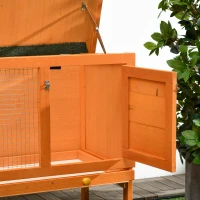 PawHut Konijnenhok konijnenkooi haas kleine dierenhok konijnenstal hout 90 x 45 x 65 cm(m-9)