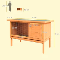 PawHut Konijnenhok konijnenkooi haas kleine dierenhok konijnenstal hout 90 x 45 x 65 cm(m-3)