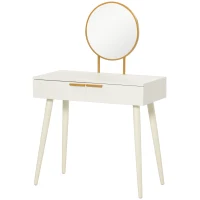 HOMCOM Schminktisch Frisiertisch modern Kosmetiktisch mit Spiegel Schublade Schlafzimmer Holz Weiß 80 x 40 x 123 cm(m-1)