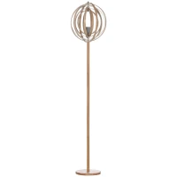 HOMCOM Lampada da Terra per Soggiorno Design, Paralume con Anelli Regolabili in Legno, Lampadine E27, Ф38 x 160 cm(m-1)