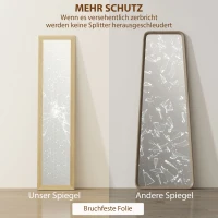 HOMCOM Spiegel, passpiegel, wandspiegel, 37 cm x 40 cm x 155 cm, incl. bevestigingshaken, zilver + eik(m-7)