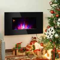 HOMCOM Lareira Eléctrica de Parede 1000/2000W Comando a Distância 90x9.5x56cm(m-8)