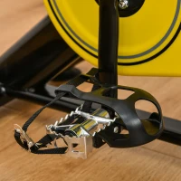 HOMCOM fietstrainer in hoogte verstelbare hometrainer fitness fiets rollertrainer met riemaandrijving LCD display staal ABS geel + zwart 50 x 100 x 101-113 cm(m-9)