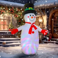 Outsunny Bonhomme de neige gonflable de Noël, 240 cm, décoration gonflables de Noël avec lumières LED, 177x78x240cm, multicolore(m-10)
