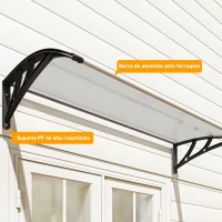 Outsunny Marquise para Portas e Janelas 110x60 cm com Painéis de Policarbonato e Barras de Alumínio Transparente(m-8)