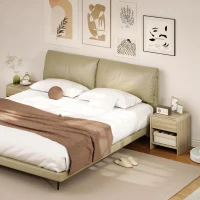 HOMCOM Conjunto de 2 Mesas de Cabeceira Nórdicas com Cantos Arredondados Gaveta e Prateleira Aberta 40x35x45 cm Madeira(m-7)