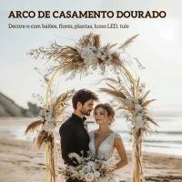 Outsunny Arco de Jardim de Metal para Decoração Casamentos com Revestimento em Pó Resistente às Intempéries 120x40x220 cm Dourado(m-4)