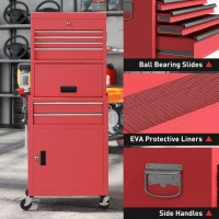 HOMCOM Three-Part Steel Locking Tool Chest - Red(m-8)