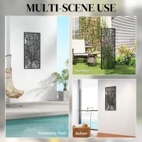 Outsunny Divisor de Espaço 65x130 cm Independente Suspenso Paravento Divisória de Privacidade em Metal Preto(m-4)