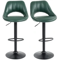 HOMCOM Set of Two Faux Leather Bar Stools - Dark Green(m-10)