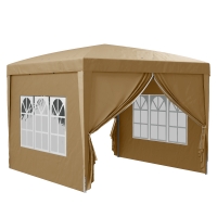 Outsunny Gazebo da Esterno 3x3 m Pieghevole con 4 Pannelli Laterali, in Acciaio e Tessuto Oxford Cachi