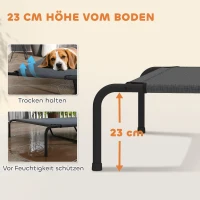 PawHut Hundeliege Outdoor, Erhöhtes Hundebett für große Hunde, mit Waschbares Mesh Stahlrahmen, 152 x 94 x 23 cm, Grau(m-4)
